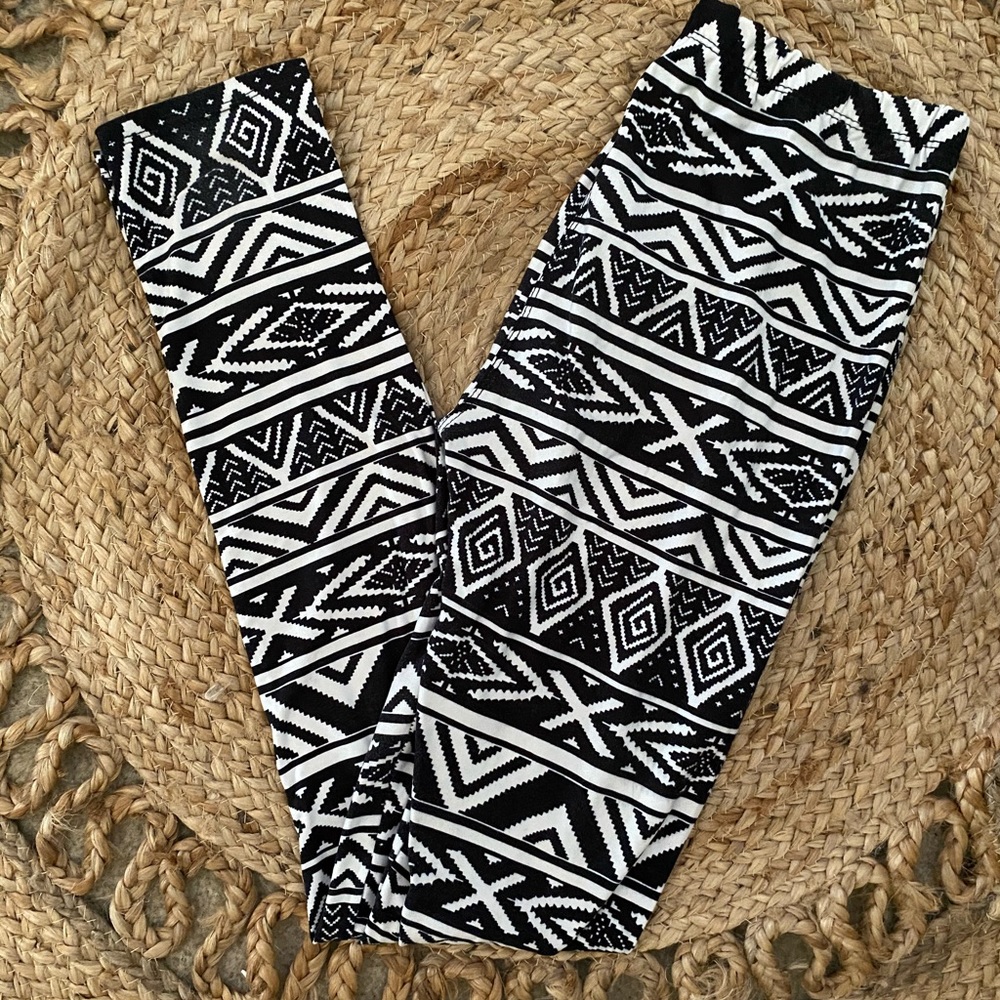 Leggings black & white geometric